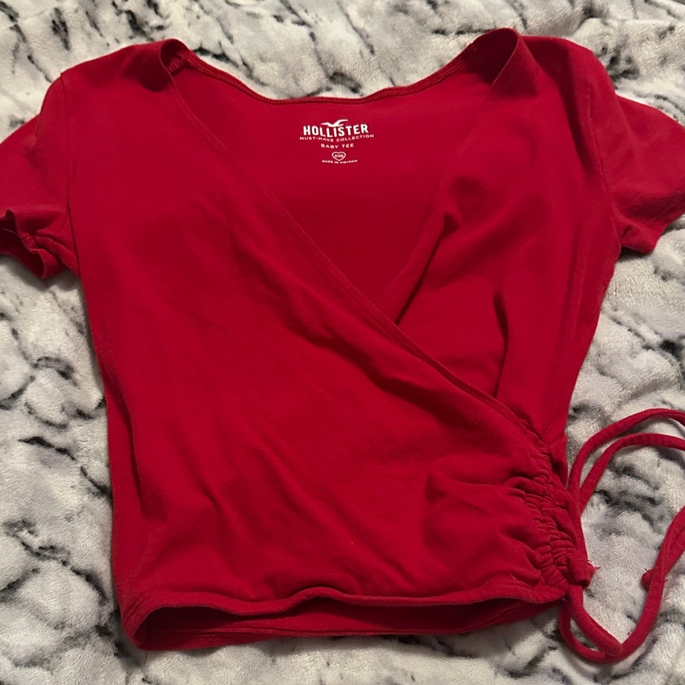 Hollister Bold Red Wrap Crop Top